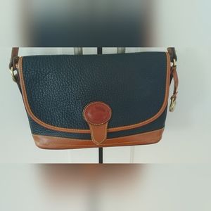 Vintage Dooney & Bourke Navy Black leather Bag All weather Duck Equestrian Tack